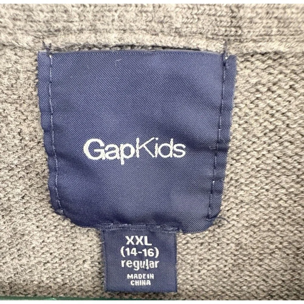 Gap Kids Sweater Boys XXL 14/16 Gray V Neck Pullover Cotton Blend Preppy